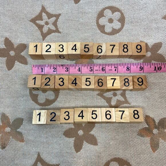 WOODEN CUBED NUMBERS 1" Squared Whitemist and Natural Tones Arts and Crafts - Picture 4 of 6